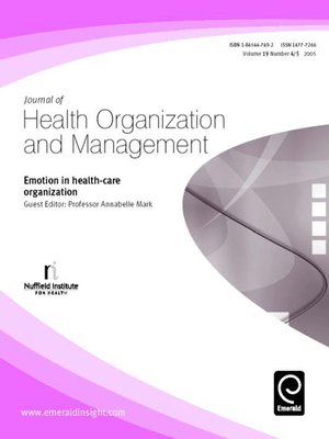 cover image of Journal of Health Organization and Management, Volume 19, Issue 4 & 5